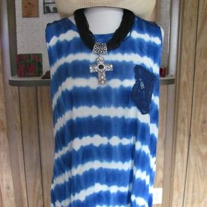 Rue 21 Plus Size Navy Tie Dye Crochet Tank Top B